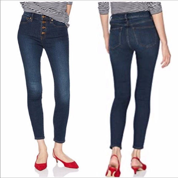 J Crew High Rise Skinny Jeans Exposed Buttons Size 25 - Picture 3 of 13
